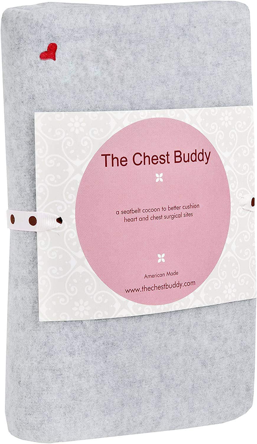 The Breast & Chest Buddy - Seatbelt Cushion For Open Heart Surgery, Mastectomy And Chest Reconstruction Sites - Solid Gray With