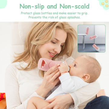 4 Pack Silicone Sleeves For Philips Avent Glass Natural Baby Bottles 8Oz, Anti Breakage Baby Bottle Sleeve For Philips Avent Gla