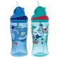 Nuby 2-Pack Thirsty Kids No-Spill Flip-It Printed Boost Cup With Thin Soft Straw - 12Oz, 18+ Months, 2-Pack, Blue Astronaut & Aq