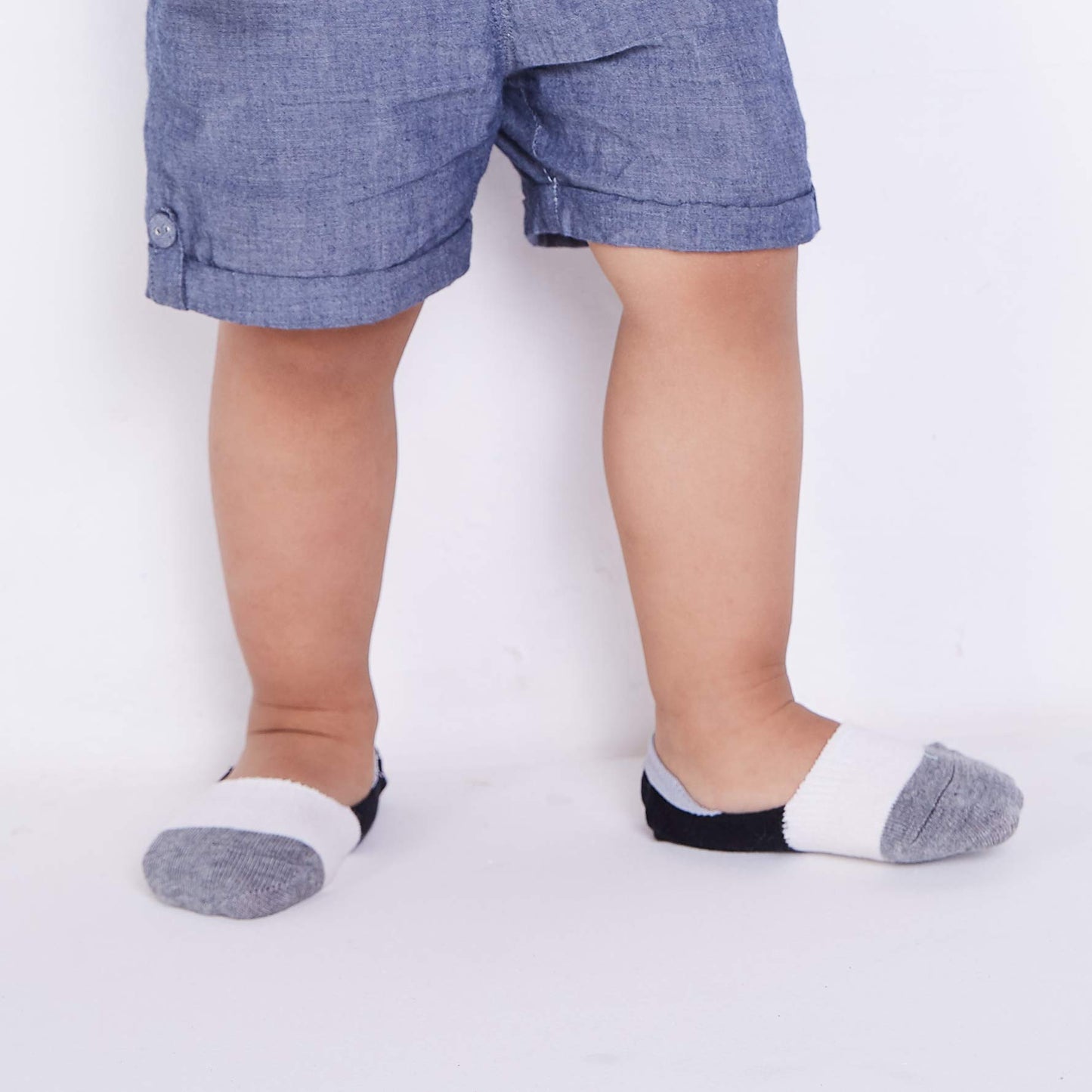 Vwu Toddler Socks No Show Kids Baby Thin Cotton Socks Anti Slip Color Assorted 1-8T Black Gray White 6 Pack, 1-3T
