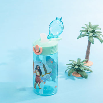 Zak Designs Disney Moana Sage Kids Water Bottle For School Or Travel, 16Oz Durable Plastic Water Bottle With Straw, Handle, And