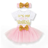 Younger Tree Newborn Baby Girls My 1St Birthday Dress Infant Shiny Printed Sequin Bowknot Tutu Princess Dress (Pink, 12-18 Month