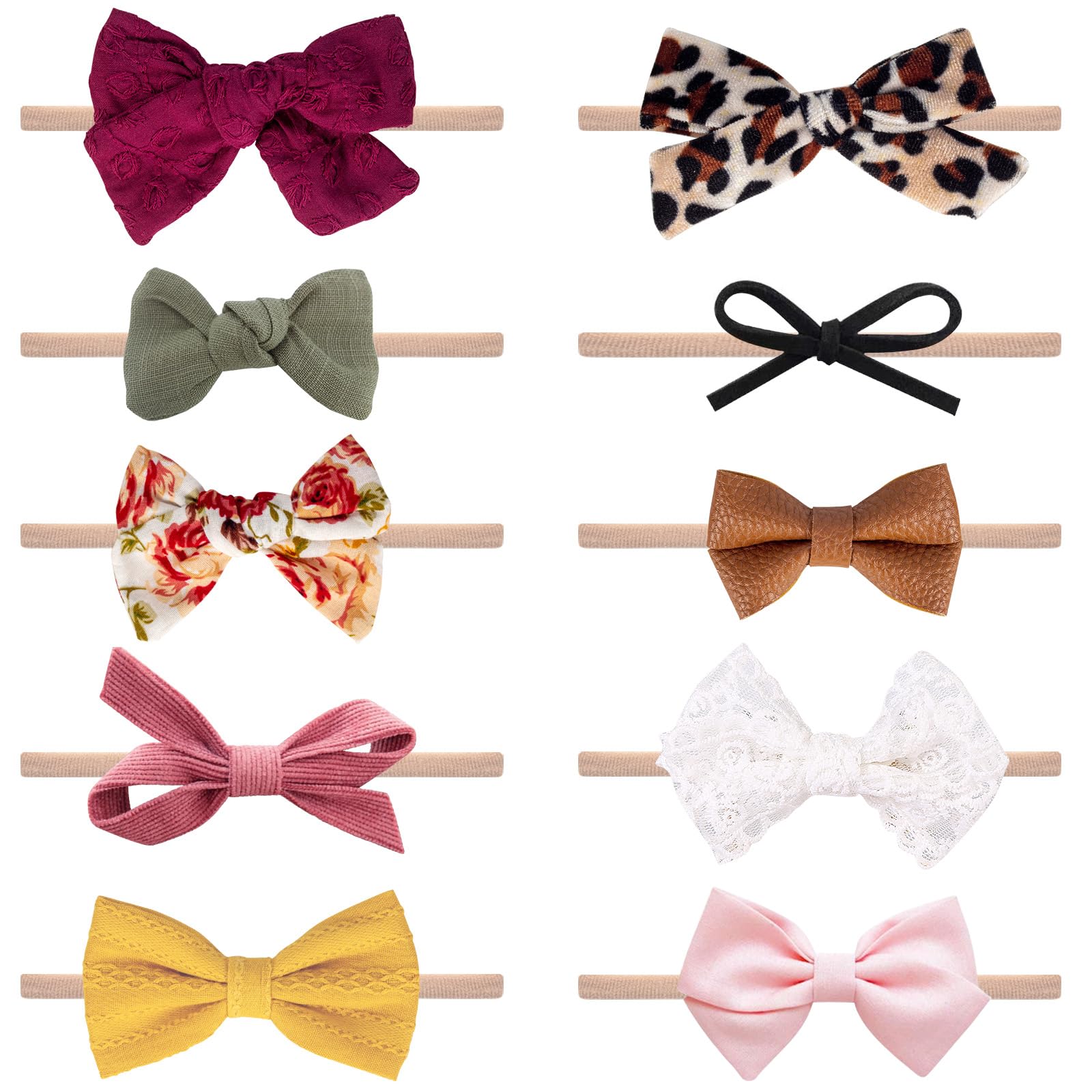 Visbl Baby Girl Headbands And Bows, Newborn Infant Toddler Nylon Elastics Hairbands Hair Accessories (Sweet)
