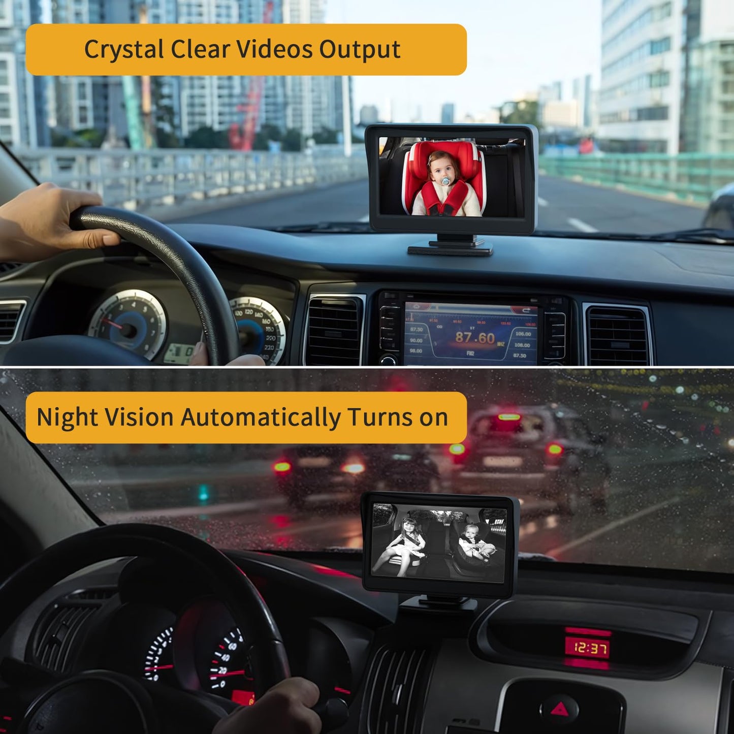 Itomoro Baby Car Mirror, View Infant In Rear Facing Seat With Wide Crystal Clear View,Camera Aimed At Baby-Easily To Observe The