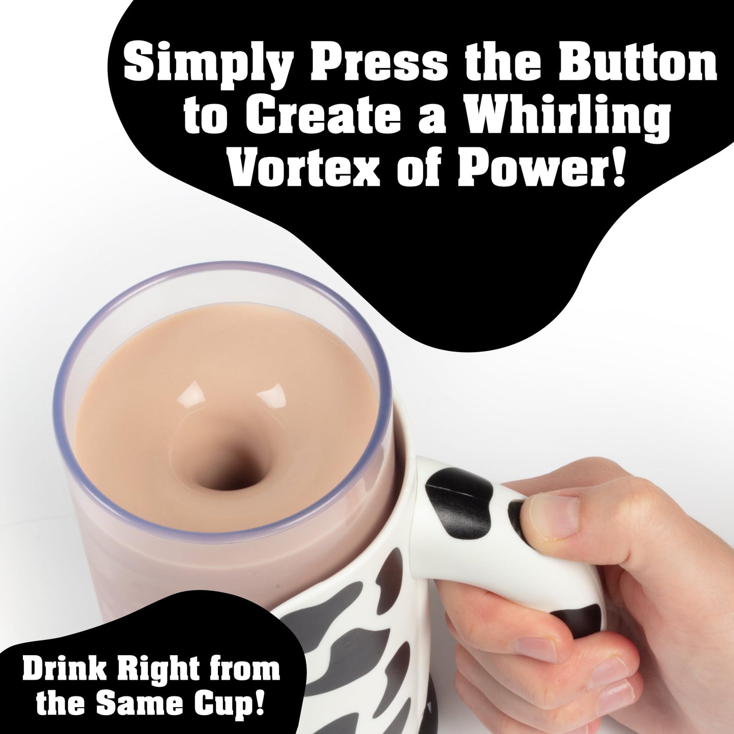 Hog Wild Moo Mixer Supreme Chocolate Milk Mixer Mug - 16 Oz Cup + No Spill Sip Lid & Easy To Clean Detachable Base - Automatical