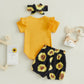 Beqeuewll Newborn Baby Girl Summer Outfits Letter Short Sleeve Bodysuit Romper Tops Floral Shorts Pants 3 Piece Clothes (A Orang