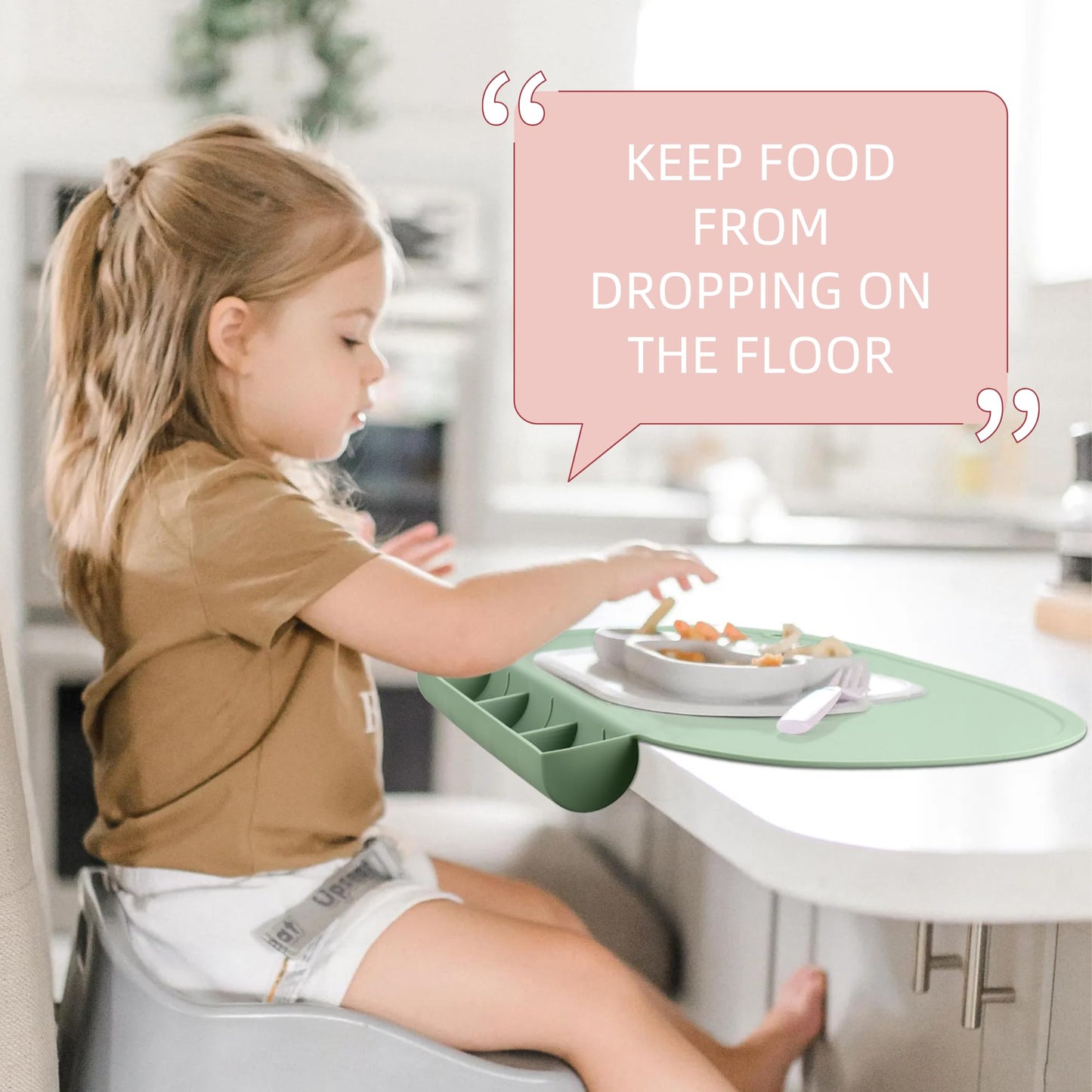 Silicone Placemat For Baby With Food Catching Pocket, Non-Slip Tablemats For Restaurants, Home, Travel (Shifting Sand)