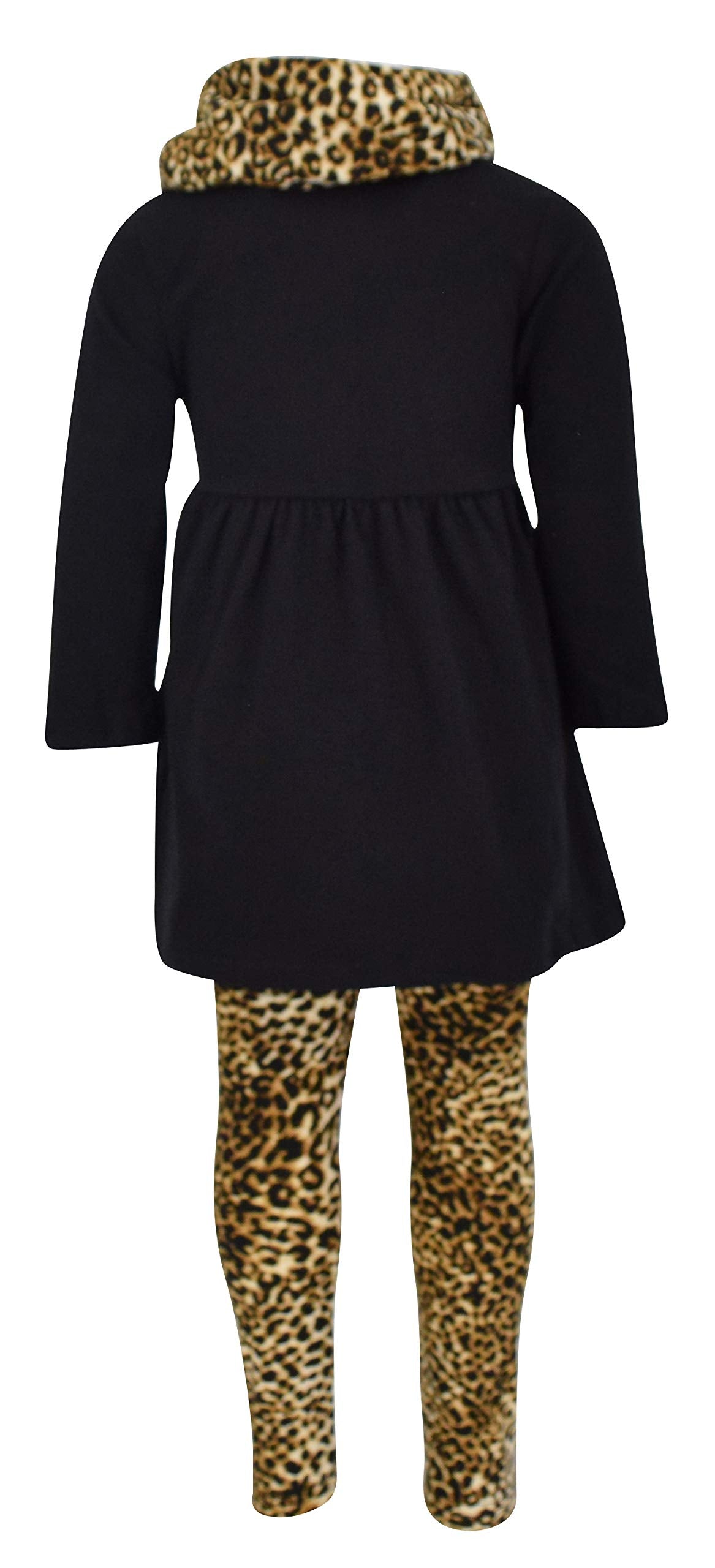 Unique Baby Girls Leopard Print Santa 3 Piece Christmas Outfit (7/Xxl, Black)