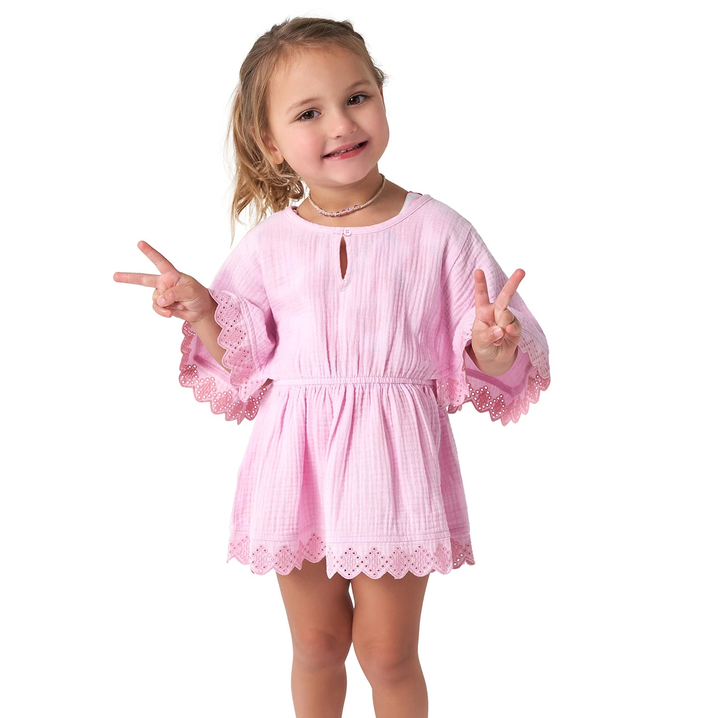 Gerber Baby Girl'S Standard Toddler Kaftan Swim Cover Up, Light Pink, 2T
