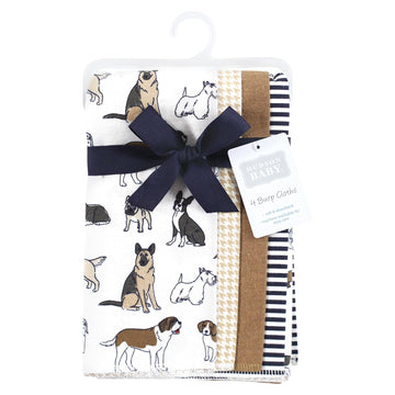 Hudson Baby Unisex Baby Cotton Flannel Burp Cloths, Handsome Dogs, One Size