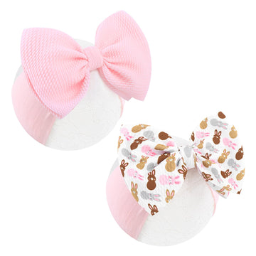 Oneninedream 6Easter Baby Hair Bows Easter Bunny Ears Bows For Girls Newborn Chocolate Rabbit Ears Hairbands Nylon Bows Headband