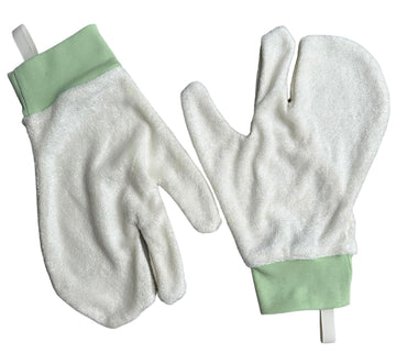 My Fruit Shack Nooks & Crannies Organic Bamboo Wash Gloves Mitt Pair - Newborns, Babies, Toddlers, Sensitive Skin Washcloth, Eas