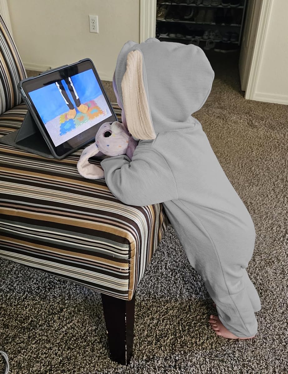 Agqt Baby Boys Easter Bunny Costume Halloween Animal Clothes Romper Bunny Ear Costumes Long Sleeve Hoodie Outfit Gray Size 18-24