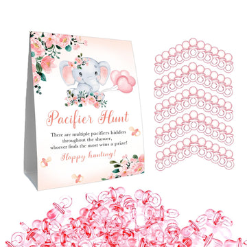 Guawubiang Pacifiers Hunt For Baby Shower Game, Mini Pacifiers Baby Shower Games Set, Include Elephant Theme Baby Pacifier Hunt