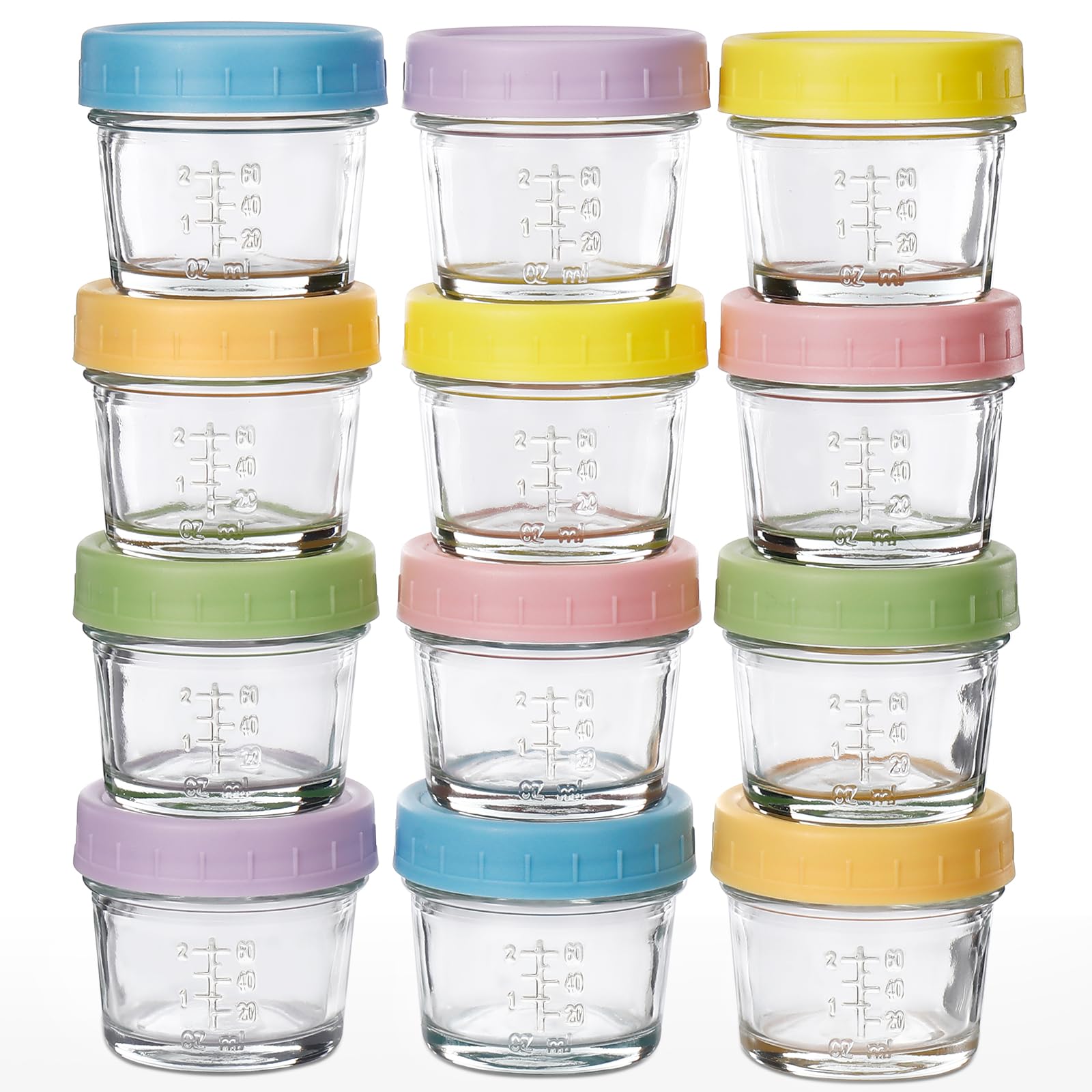Dimbrah Baby Food Storage Containers -24Pcs, 4Oz Reusable Glass Baby F – Cutebab