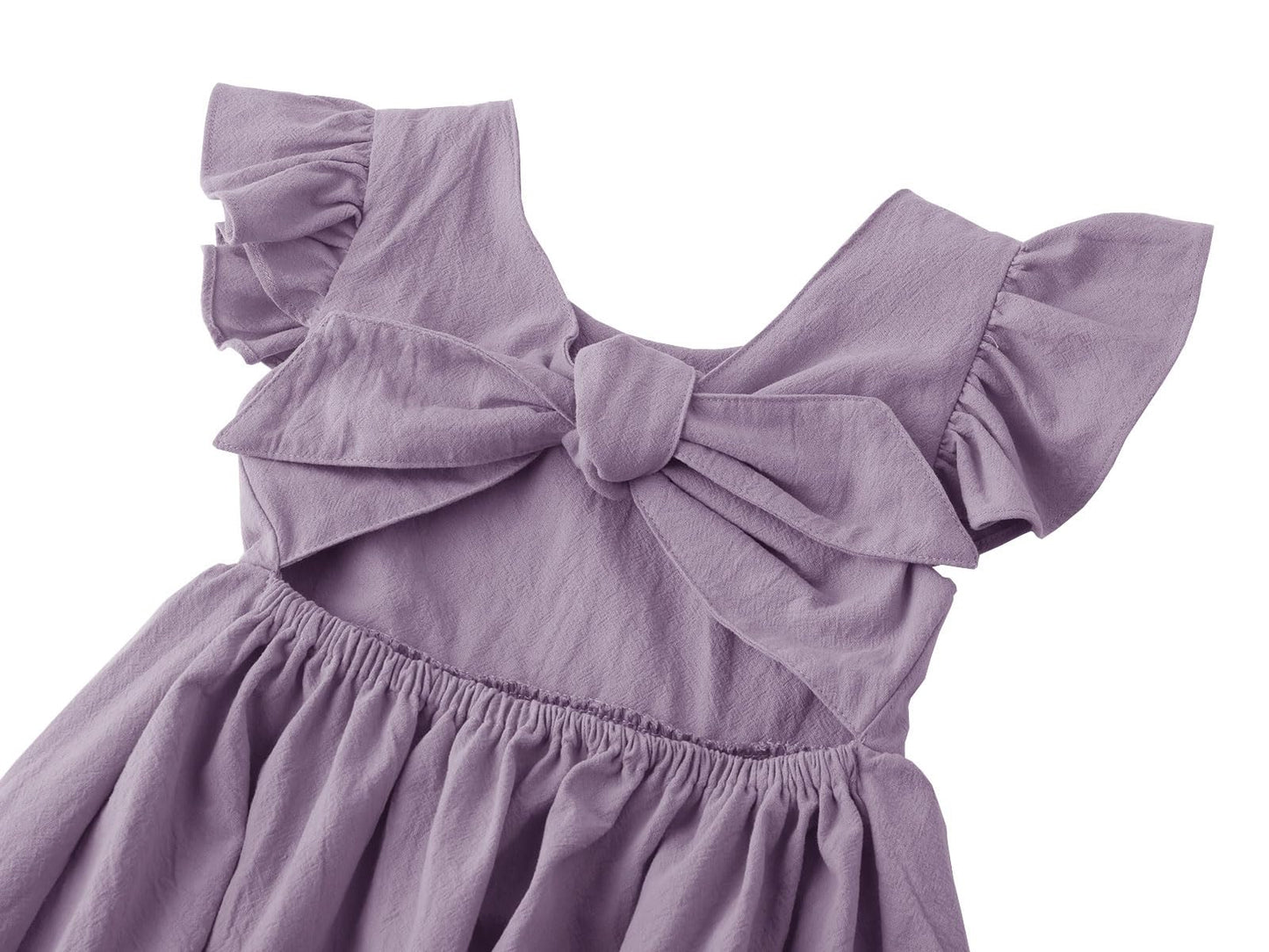 Dutebare Toddler Girls Dress Cotton Linen Ruffle Halter Sleeveless Kids Casual Summer Beach Party Dresses Purple 110