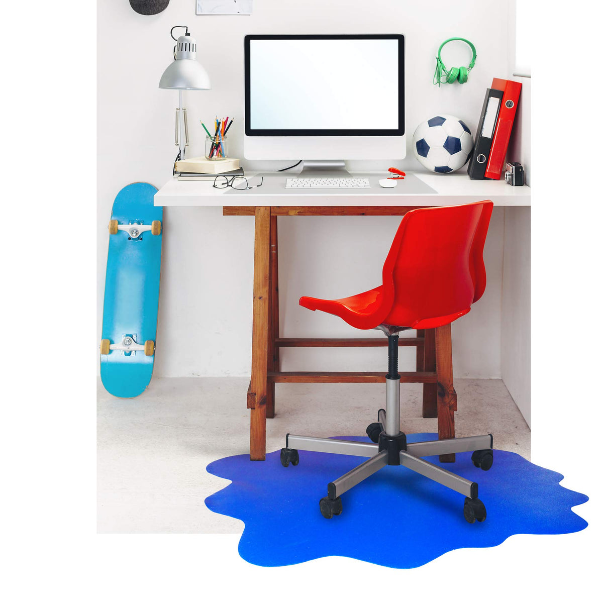inchFloortex Sploshmat Blue Multipurpose Protective Floor Mat 40inchinch X 40inchinch For Hard Floorsinch, Caribbean Blue