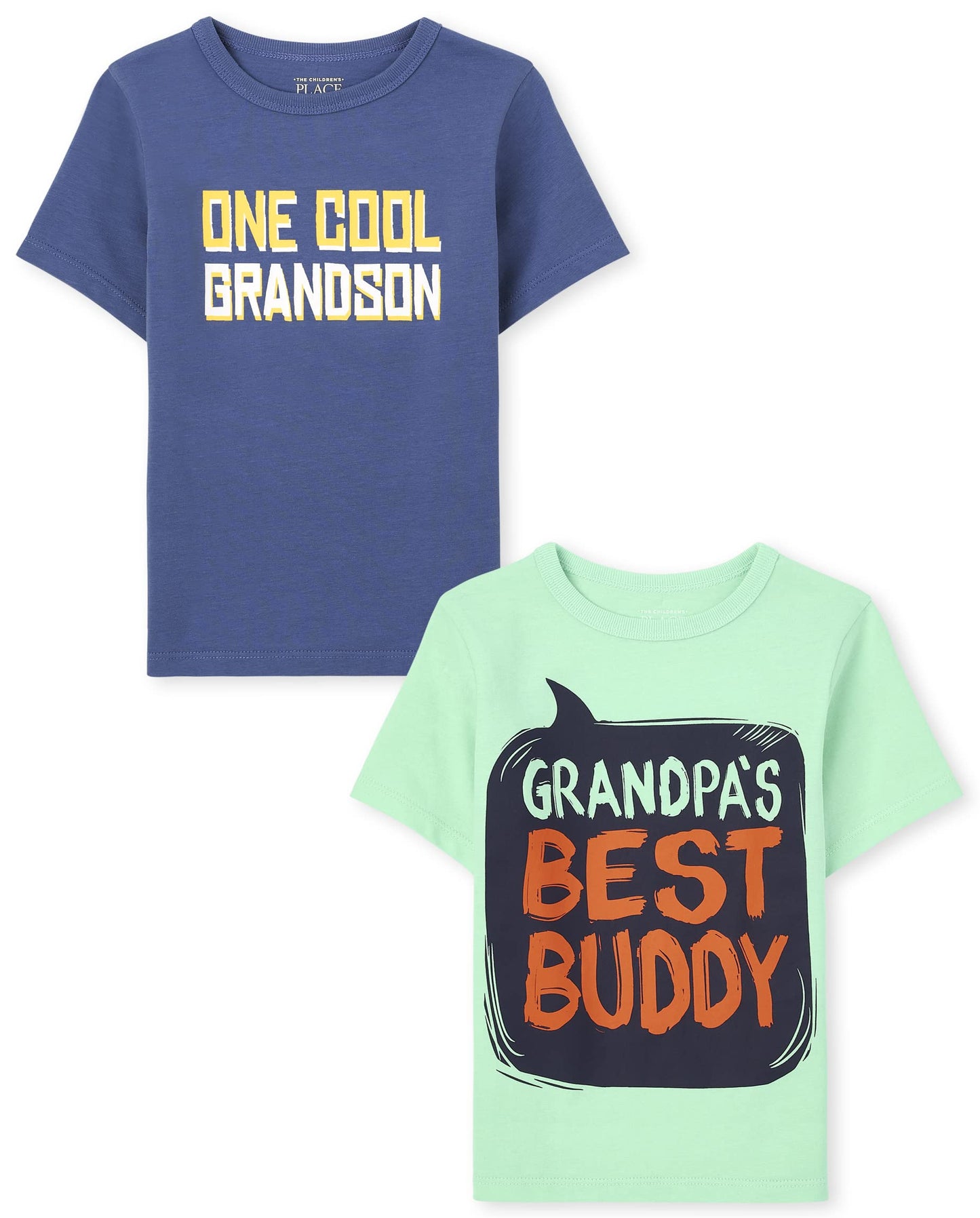 The Children'S Place Baby Toddler Boys Short Sleeve Graphic T-Shirt 2-Pack, Grandpa'S Best Buddy/One Cool Grandson, 5T