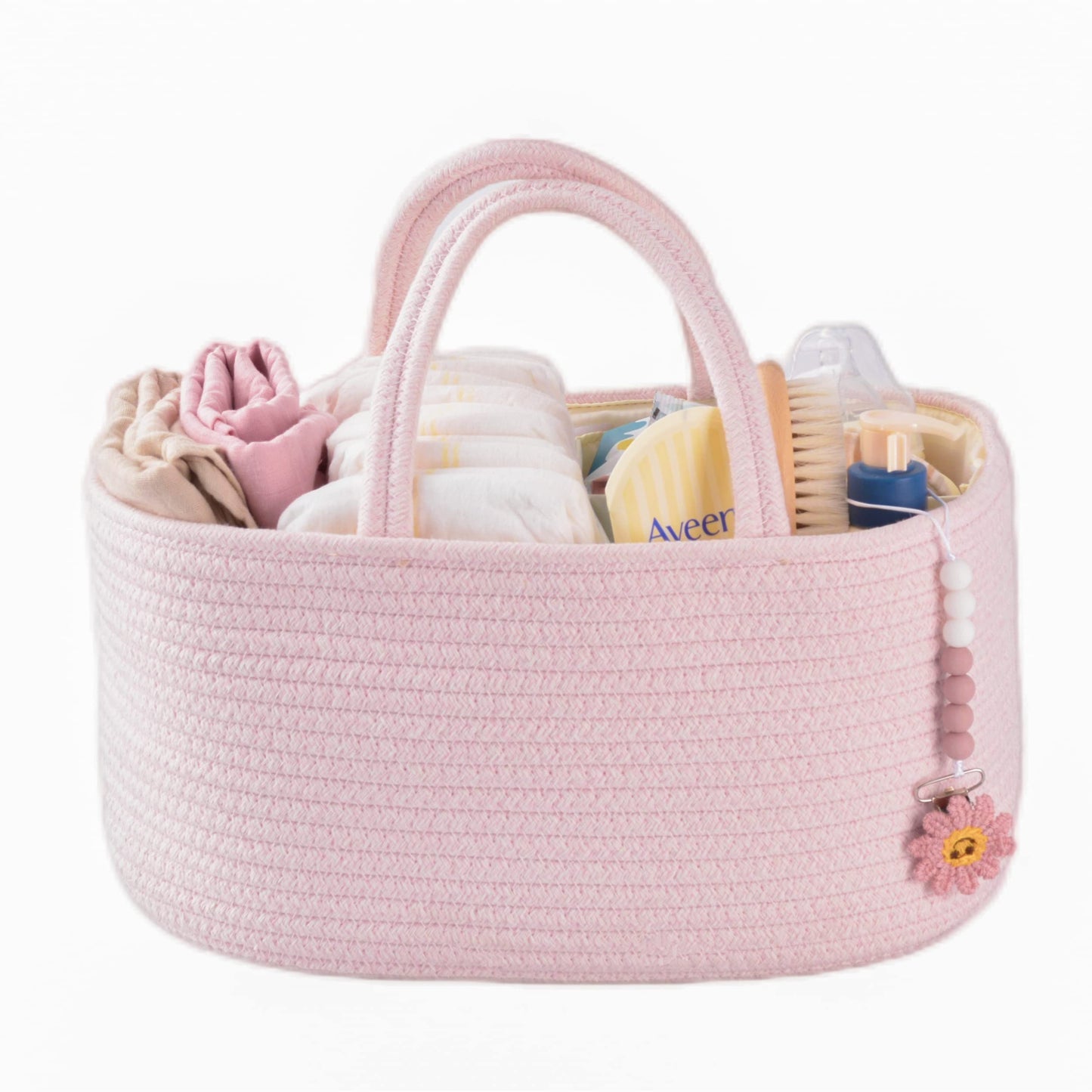 Baby Diaper Caddy Organizer for Girl Boy Rope Nursery Storage Bin Basket Portable Holder Tote Bag for Changing Table Car Travel