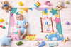 Growth Keepsake Baby Blanket 51 * 43 Inch Animal Theme Monthly Age Marker Blanket Cute Bunny Bear Bird Print Background Washable