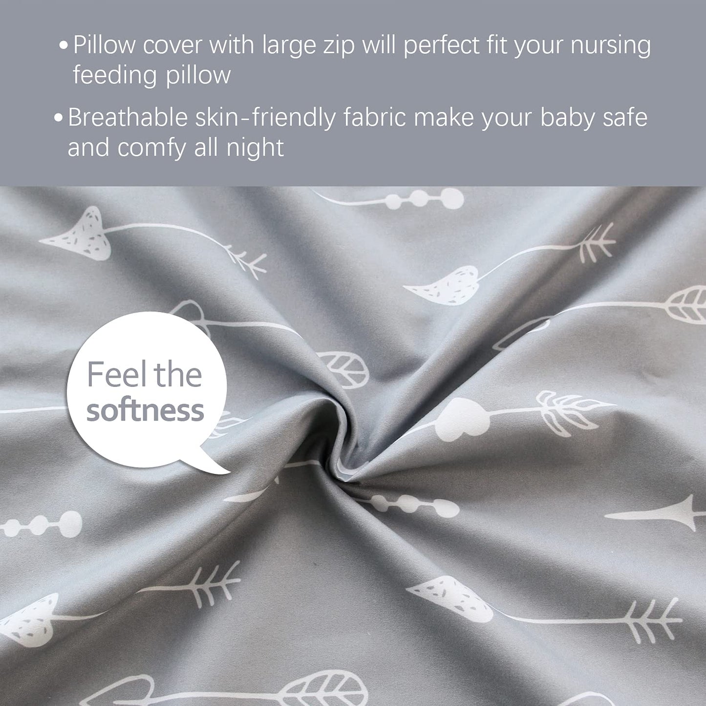 Biloban Nursing Pillow Cover 2 Pack for Breastfeeding Pillow, Ultra Soft and Cozy Nursing Slipcovers, Snug Fits for Boppy, Perfe