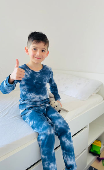 Owlivia Toddler Pajamas, 100% Organic Cotton Baby Long Sleeve Pajama Sets, Boy Girl 2-Piece Sleepwear(5 Years, Tie Dye Dark Navy