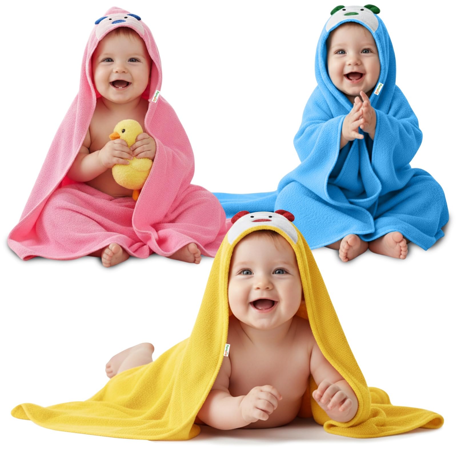 Oyo Baby Baby Blanket Combo Pack  3 Pcs Hooded Wrappers For Newborn Boys & Girls | Soft, Lightweight, MultiPurpose Baby Wrappe