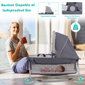 BABY JOY 5 in 1 Pack and Play, Portable Nursery Center Baby Playard w/Bassinet & Diaper Changing Table, Infant Bassinet Activity