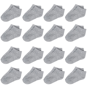 Tenpluszero Toddler Socks-16 Packs Kids Low Cut Ankle Socks Baby Boys Girls Breathable Socks(Grey,46T)