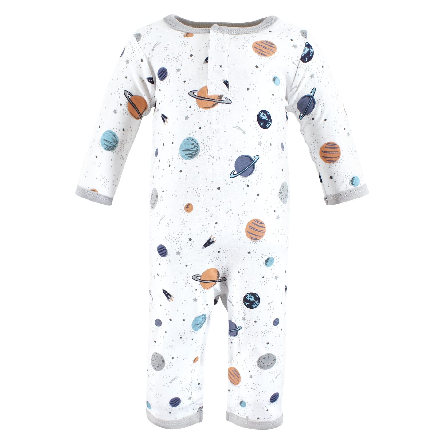 Hudson Baby Unisex Baby Cotton Coveralls, Space, 0-3 Months