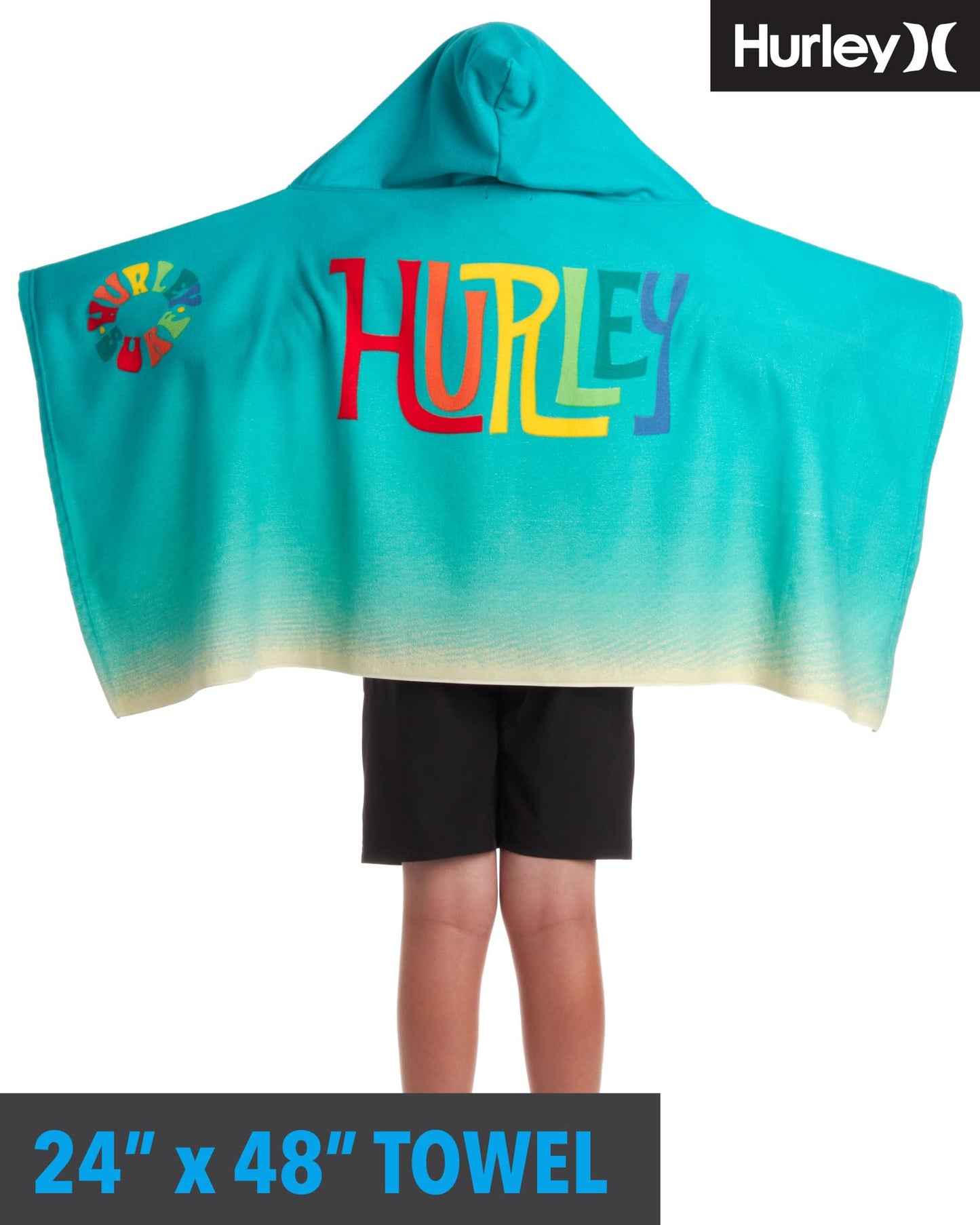 Hurley Kids' Hooded Beach Towel - Beach, Pool Poncho Swim Cover Up - Youth Swim Changing Bath Towel For Boys And Girls, Blue Bea