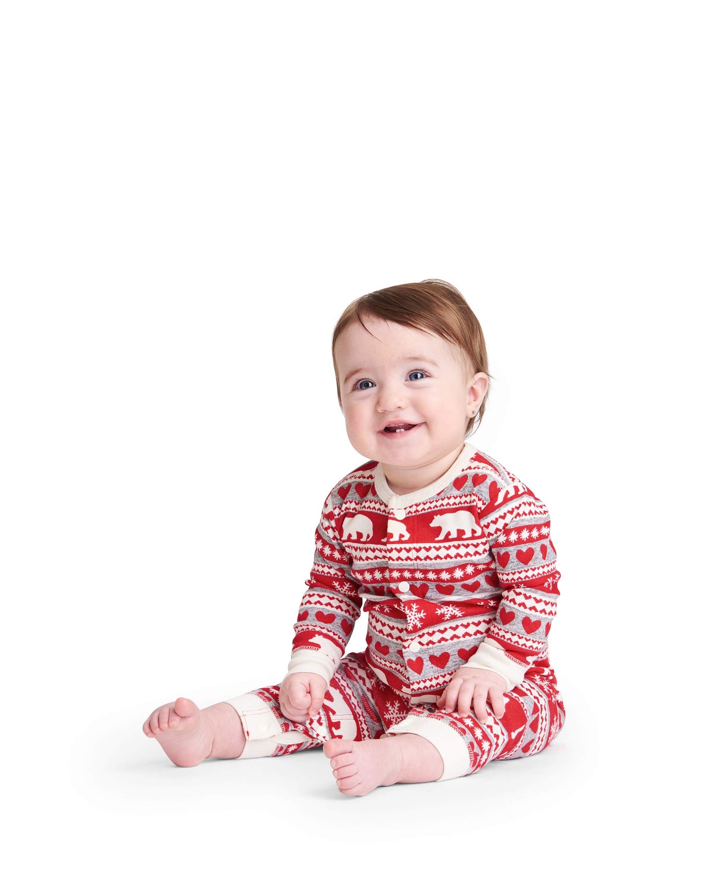 Little Blue House By Hatley Kid'S Fair Isle Bear & Moose Family Union Suits Sleepwear, Dog Union Suit - Mouse Fair Isle, Small