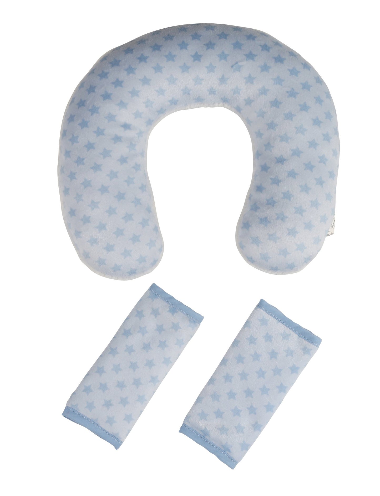 Little Beginnings Infant Neck Roll And Strap Covers Combo Pack, Blue Stars