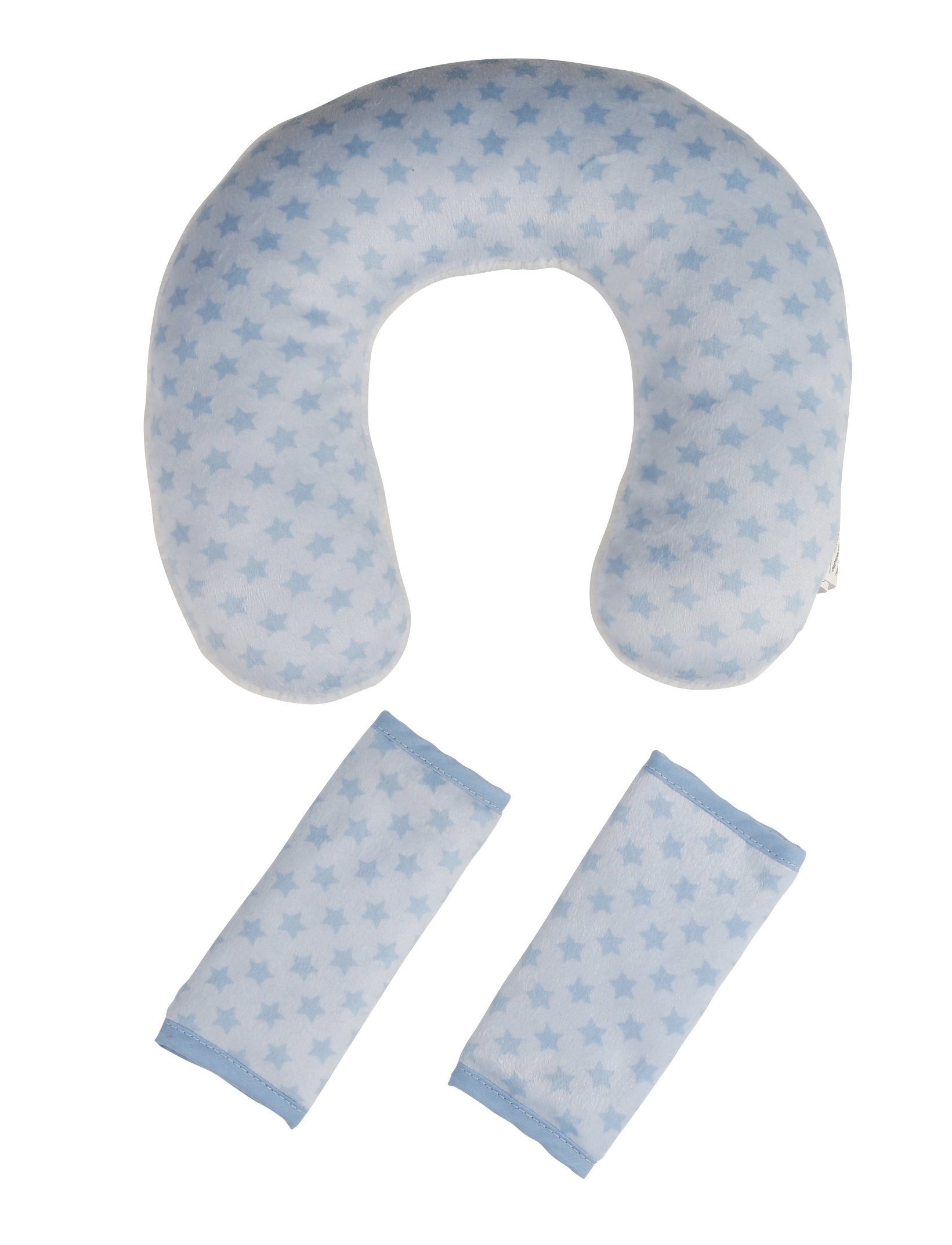Little Beginnings Infant Neck Roll And Strap Covers Combo Pack, Blue Stars