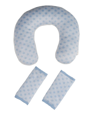 Little Beginnings Infant Neck Roll And Strap Covers Combo Pack, Blue Stars