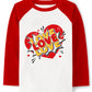 Valentine Shirts Toddler Boys Girls Contrast Raglan Long Sleeve Tees Kids Love Heart Red Tops 4T
