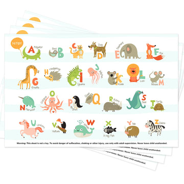 Disposable Placemats For Baby 40 Pack Stick-On Baby Placemat Alphabet Abc Animal Kids Table Mat For Restaurants Dining Table Tra