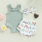 Fhutpw Baby Girl Clothes Summer Cute Outfits 3 6 12 18 Months Spaghetti Strap Romper & Floarl Shorts Sets