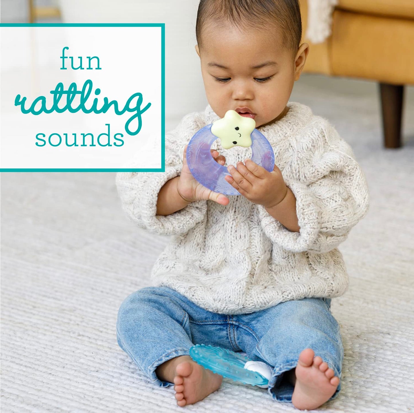 Infantino Shake & Soothe Water Teethers - Sensory Exploration and Teething Relief, Cloud and Star 2-Pack