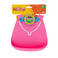 Nuby 3D Soft Silicone Baby Bib With Scoop - Silicone Bib For Toddlers And Babies 6+ Months - Pearl Necklace