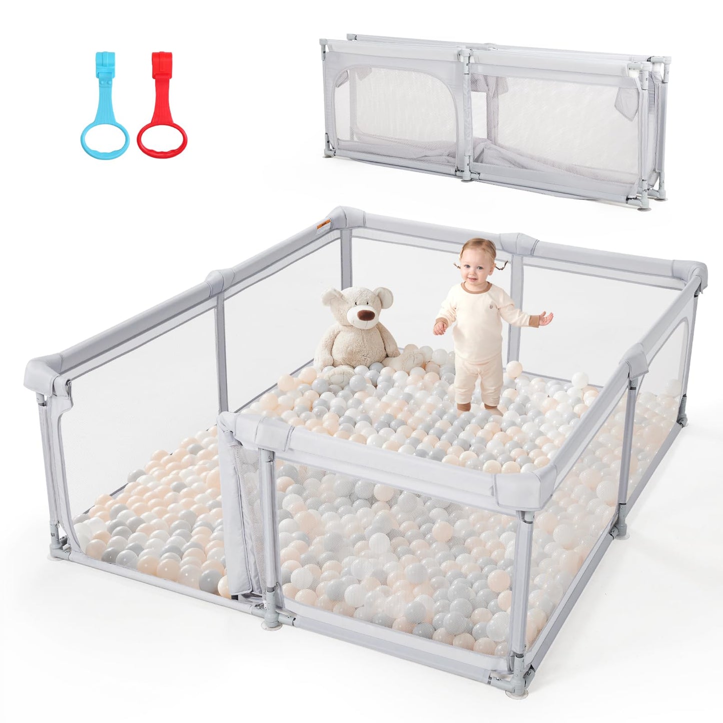 Baby Playpen,79x59 Foldable Playpen for Babies and Toddlers with Gate,Large Play Pen with Zipper Door,Baby Play Pen Play Area(Li