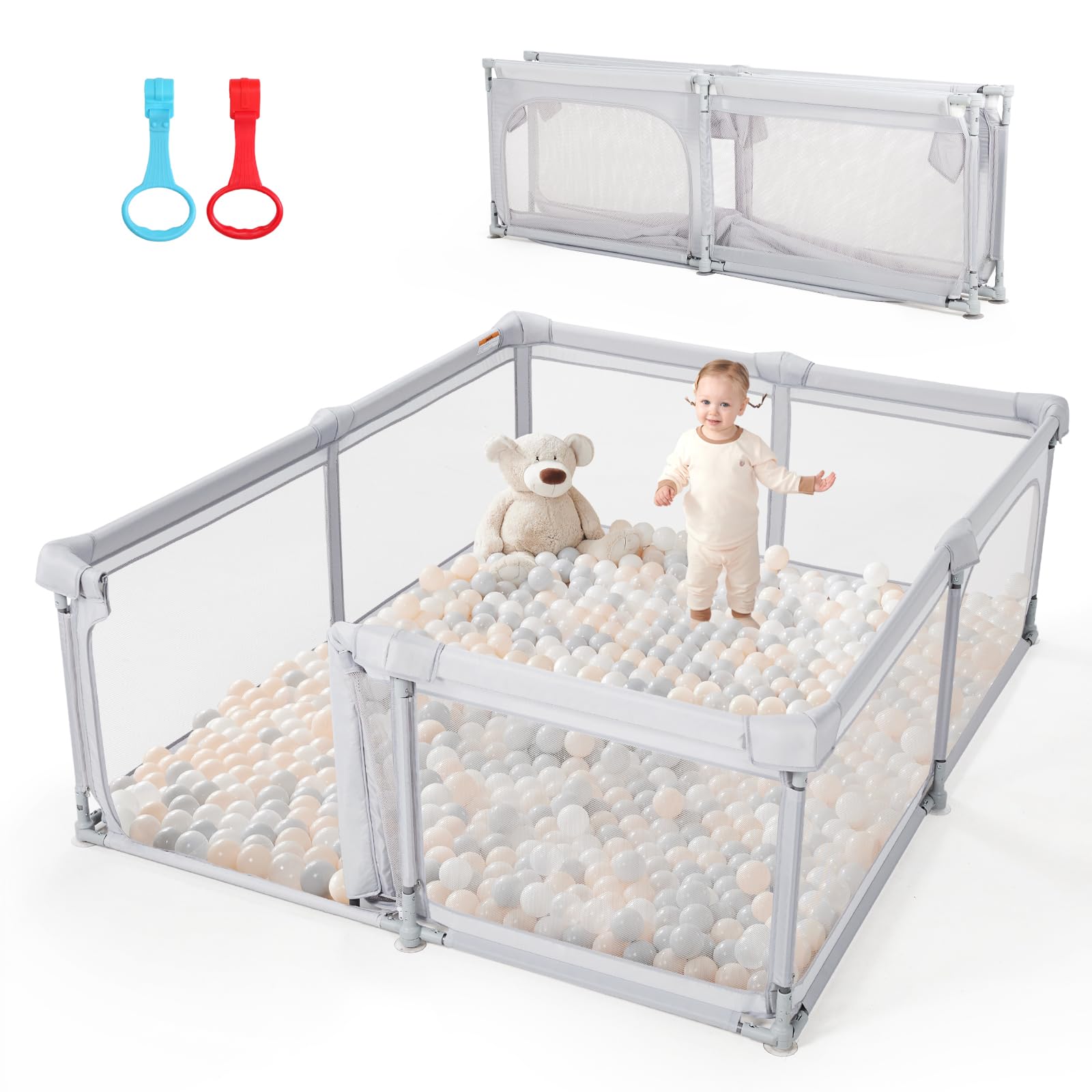 Baby Playpen,79x59 Foldable Playpen for Babies and Toddlers with Gate,Large Play Pen with Zipper Door,Baby Play Pen Play Area(Li