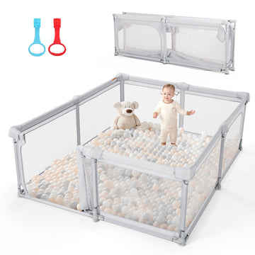 Baby Playpen,79x59 Foldable Playpen for Babies and Toddlers with Gate,Large Play Pen with Zipper Door,Baby Play Pen Play Area(Li