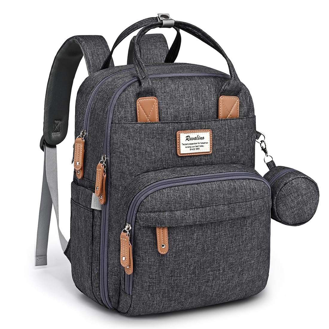 Ruvalino Diaper Bag Backpack - Multifunction Waterproof Travel Backpack, Baby Bag With Changing Pad & Stroller D-Ring & Pacifier