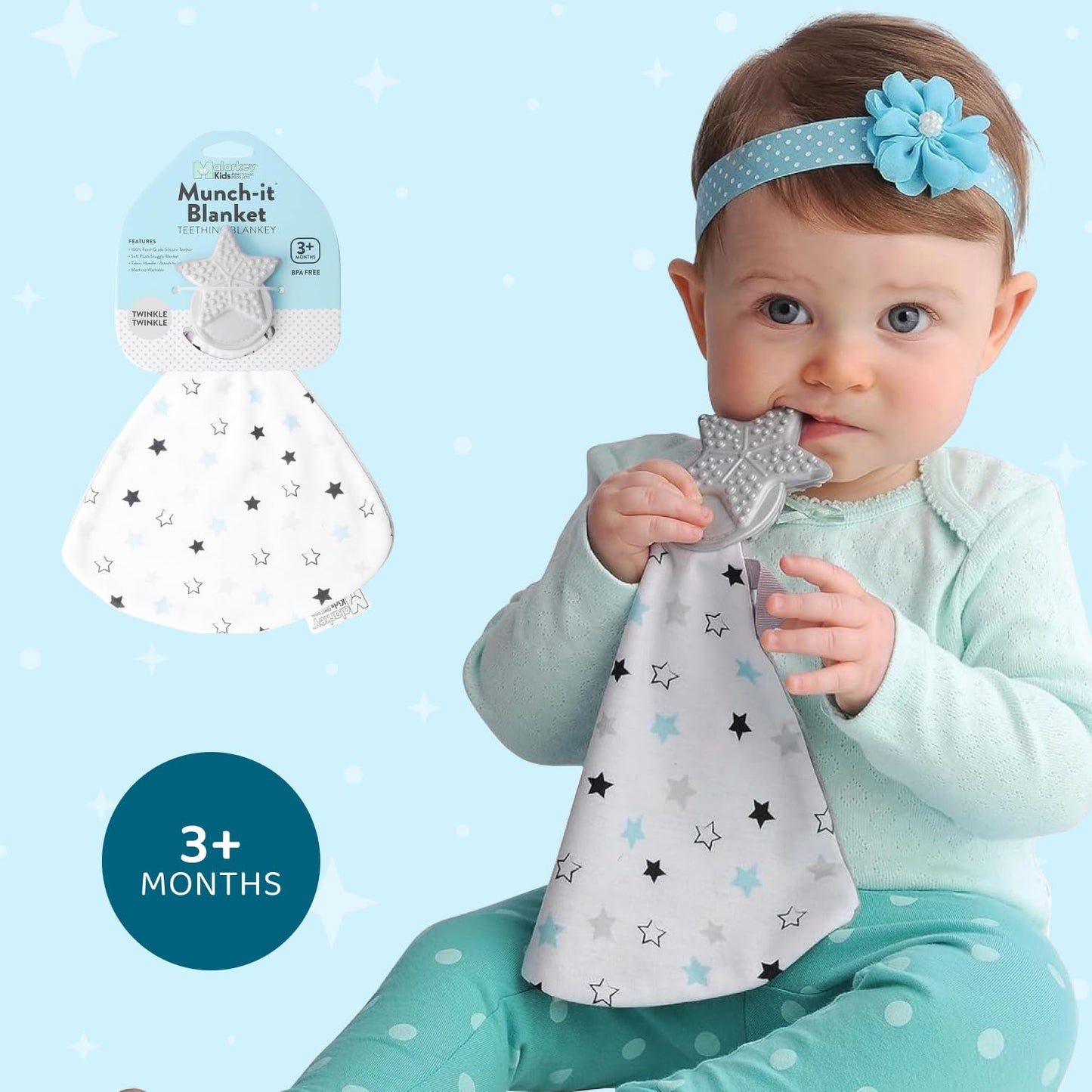 Malarkey Kids Munch-It Blanket: Teether and Cozy Blanket Combo for Teething Babies - Soothe, Snuggle, and Relieve Discomfort! (T