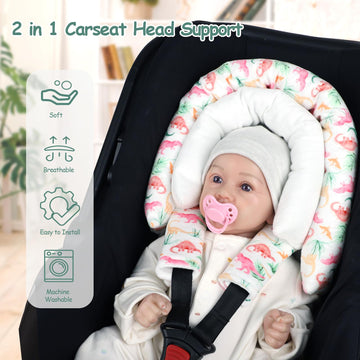 Swesen Baby Car Seat Head Support, Super Soft 2 In 1 Infant Car Seat Insert, Reversible Newborn Car Seat Insert Cushion With Str