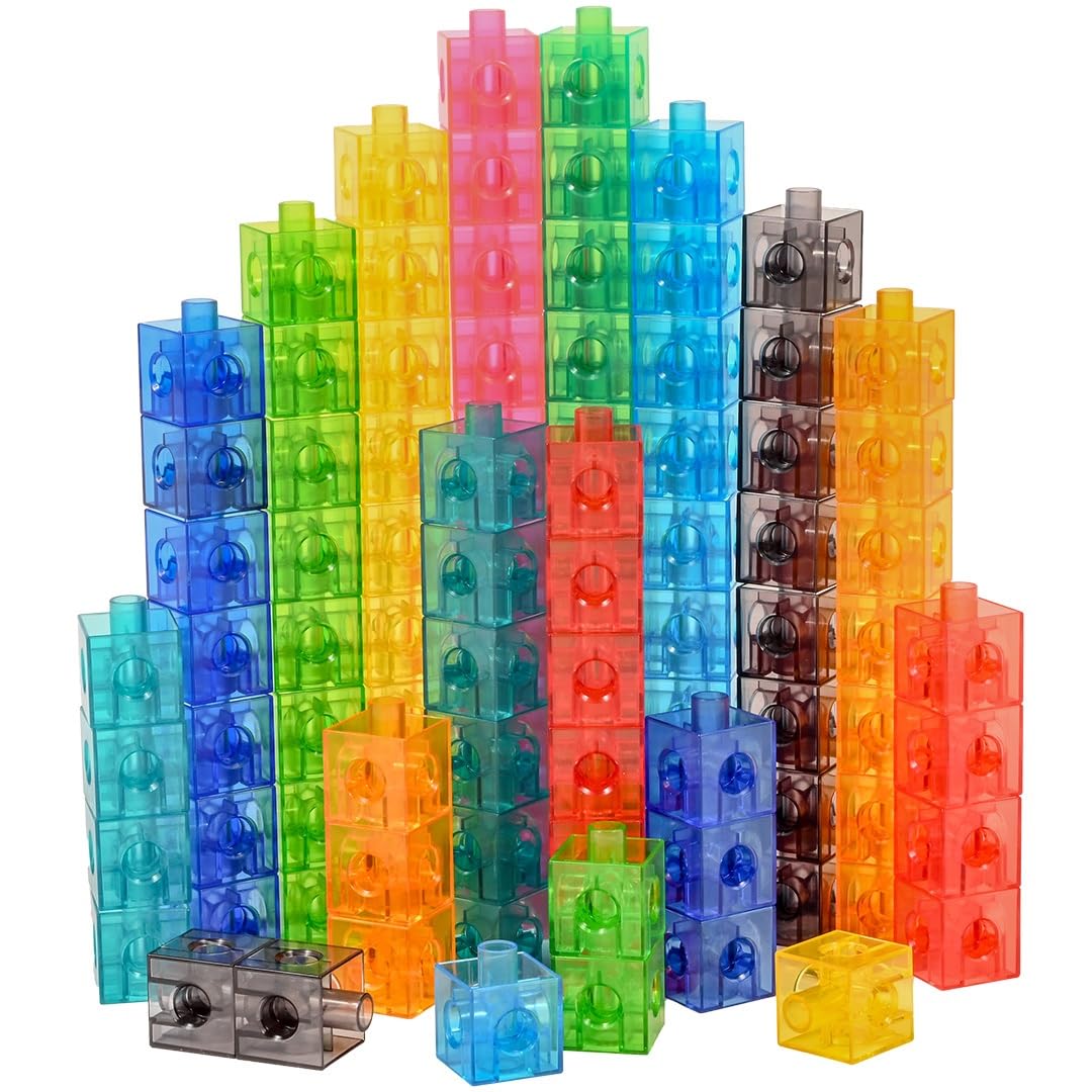 edxeducation Translucent Linking Cubes - Construction Toy for Early Math - Set of 100 - 0.8 Inch - Light Table Toy - Elementary