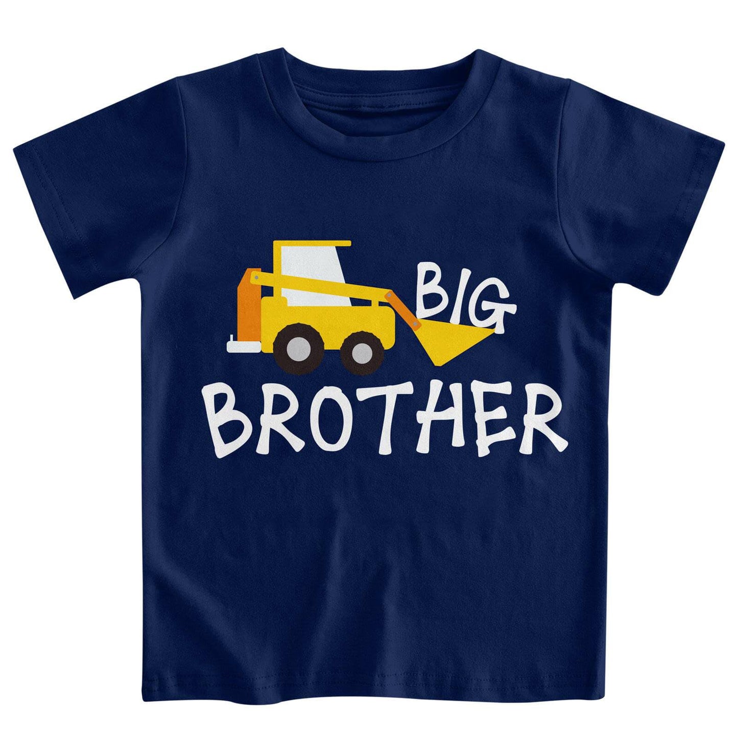 Funnycokid Big Brother Shirt 4T 3T Boys Promoted To Big Brother Bulldozers Construction Digging It Forklift T-Shirt Blue Size 4