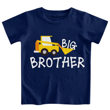Funnycokid Big Brother Shirt 3T 2T Bulldozers Construction Digging It Forklift Big Bro Short Sleeve Blue Big Brother Toddler T S