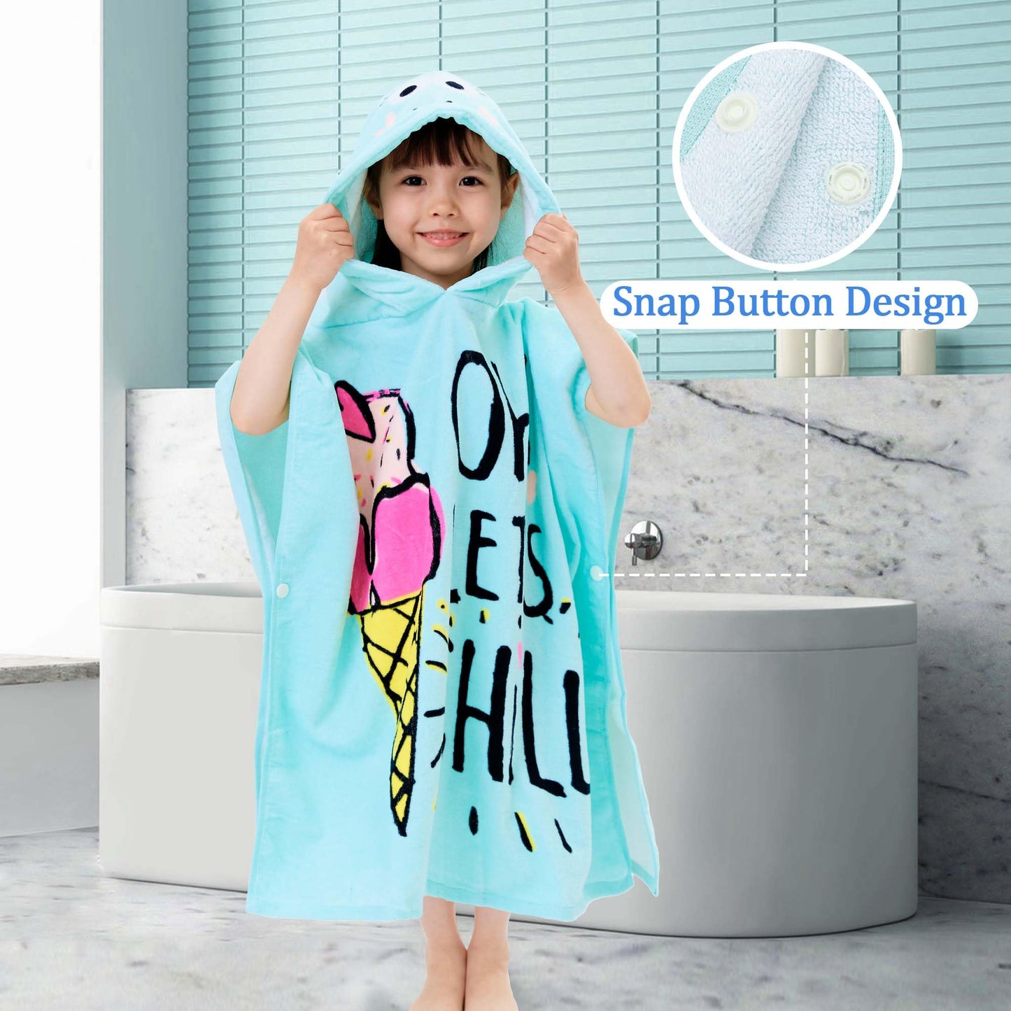 Voova & Movas Hooded Toddler Bath Towels (2-6Years,24'X48') Cotton Pool Poncho For Kids, Perfect For Swimming | Surfing | Camp